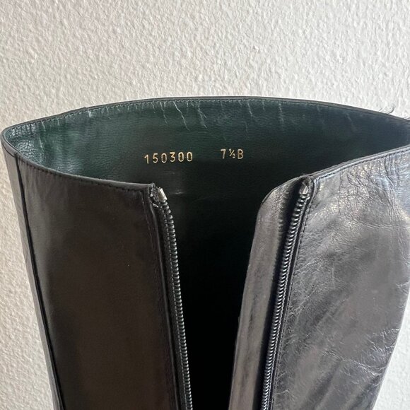 Gucci Black Leather Knee-High Boots with Gold Buckle – Size 7.5B - Picture 3 of 13